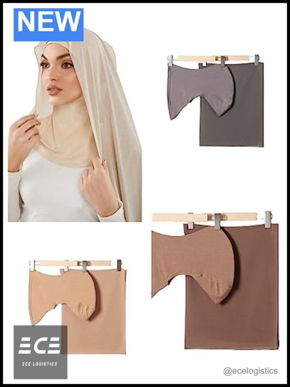 Chiffon Shawl Hijab with Matching Undercap Full Cover Wrap Turban Set
